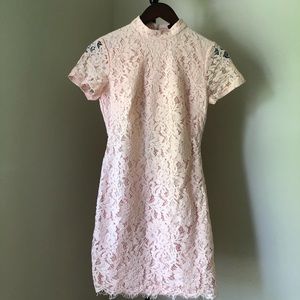 Pink lace mini dress